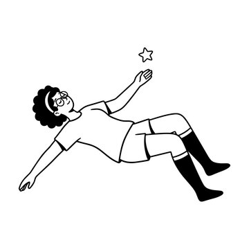 Hand drawn style illustration of a person reaching for a star, symbolizing dreams and aspiration