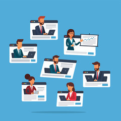 Business People Working on Laptops Remotely.