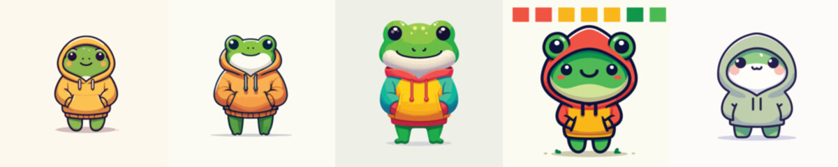 Obraz premium cute frog vector wearing hoodie