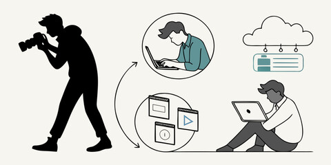 A person using a smartphone to access cloud storage and share files with others Vector