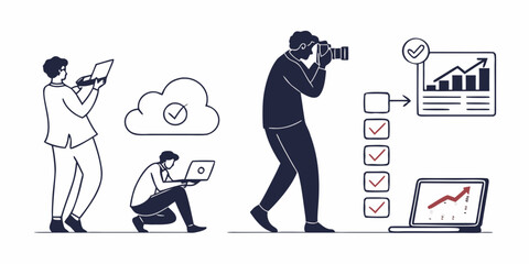 Illustration of people experiencing various forms of stress and anxiety in daily life Vector