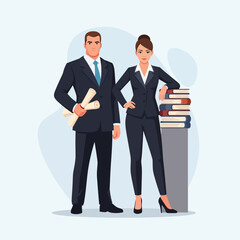 Business Professionals Standing with Documents.