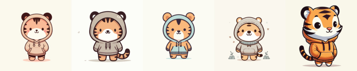 Fototapeta premium cute tiger vector wearing hoodie
