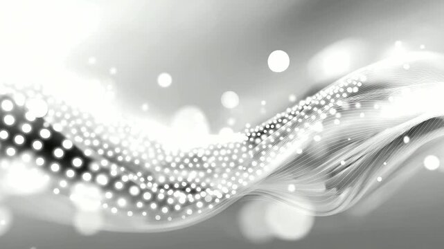 Abstract wavy pattern of light gray dots, flowing dot visualization, undulating pattern display, wave design concept, rhythmic dot graphic, defocused wave background, with copy