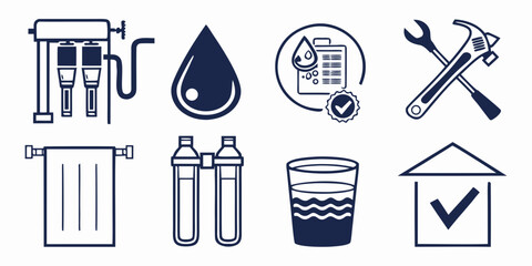 Illustrations of various tools and symbols related to home maintenance and repair Vector