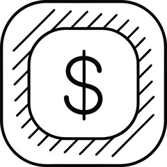 Square Dollar Currency Sign Line Art Icon