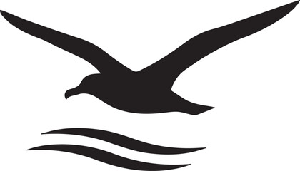 Obraz premium A wild black eagle silhouette with spread wings flies through the sky in this vector art illustration of a majestic bird in flight