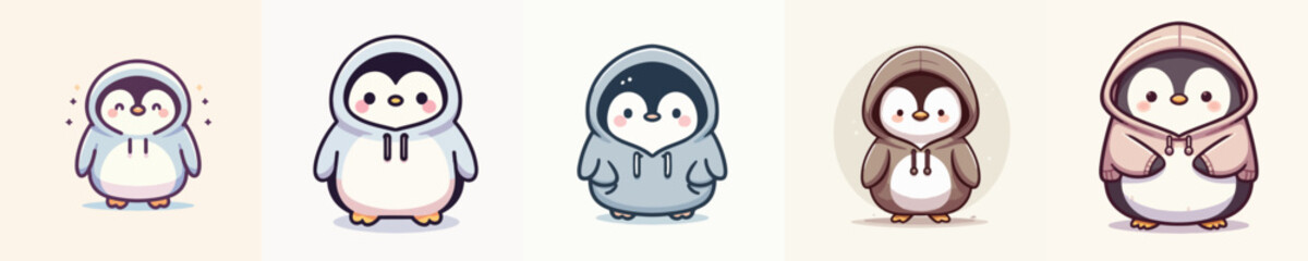 Obraz premium cute penguin vector wearing hoodie
