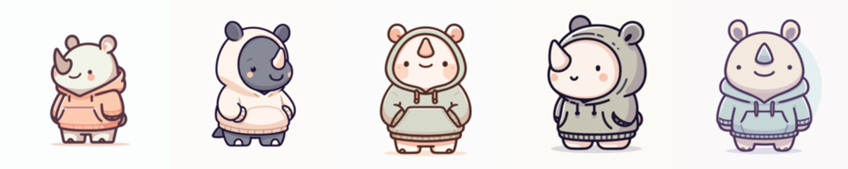 cute rhino vector wearing hoodie © sarah16blakeyxh2