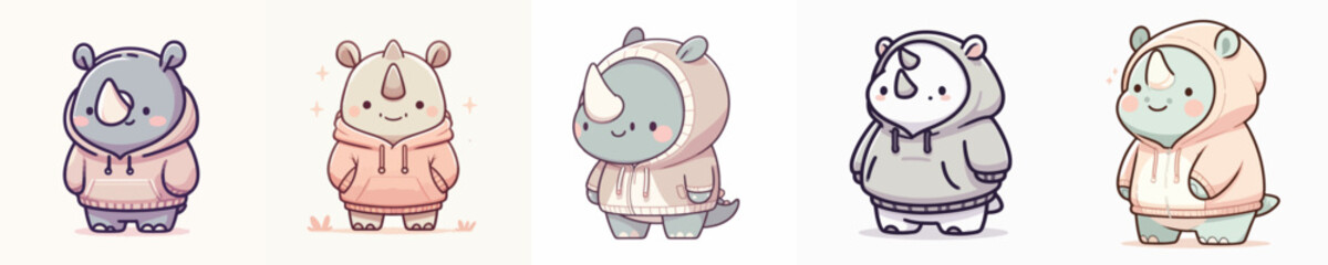 cute rhino vector wearing hoodie © sarah16blakeyxh2