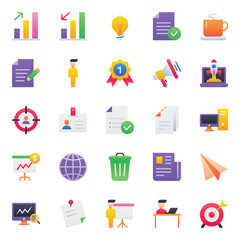 Gradient color icons set for Business and office