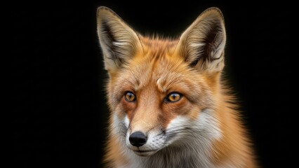 Obraz premium A close-up portrait of a red fox with a black background