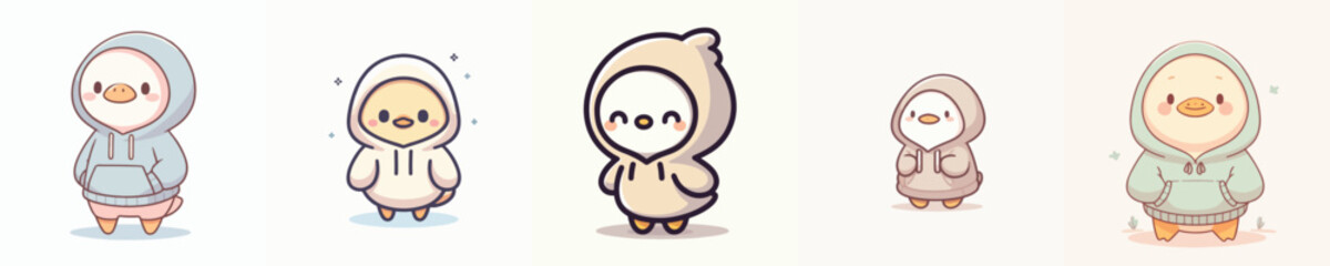 Fototapeta premium cute duck vector wearing hoodie
