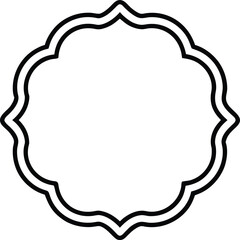 Scalloped Circle Badge Frame Line Art Vector for Logos