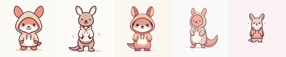 cute kangaroo vector wearing hoodie