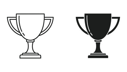 Trophy Icons: Outline and Silhouette for Award and Victory