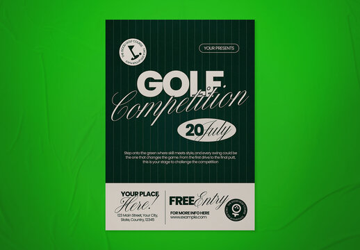 Green and Ivory Retro Luxurious Golf Competition Flyer