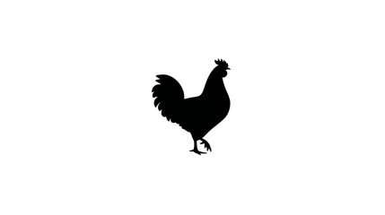 Obraz premium Bold black rooster silhouette icon on a clean white background, perfect for graphic design elements, logos, and farm animal concepts.