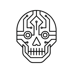 skull circuit board line art