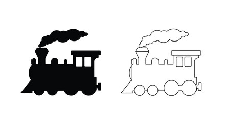 Two steam locomotives one a striking black silhouette © MSTALYA