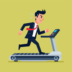 Businessman Running on Treadmill Exercising.
