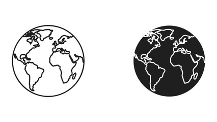 Obraz premium Two Earth planet globes, one in outline, one in negative space