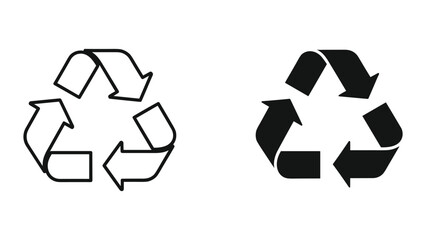 Obraz premium Recycling Symbol Icons - Outline and Solid Black
