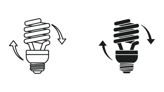 Energy Saving Light Bulb Screw-in and Removal Icons