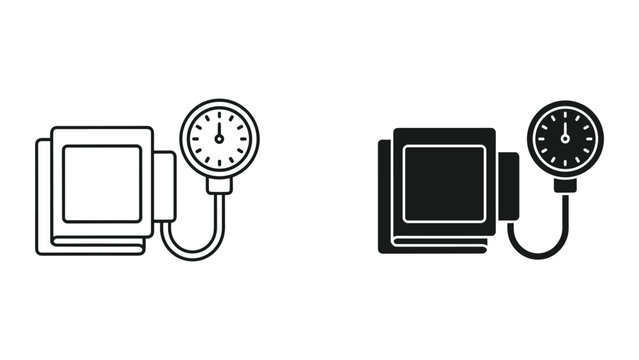 Blood Pressure Monitor Icon Set: Line and Solid Icons
