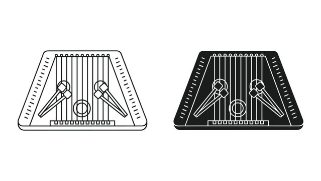 Hammered Dulcimer Icon Set: Line Art and Silhouette