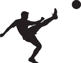 Soccer Player Silhouette Kicking Ball Action Dynamic Sport Illustration