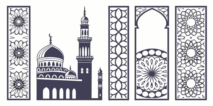 A collection of various architectural elements and structures from different periods and styles Vector