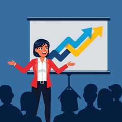 Businesswoman Presenting Graph to Audience.