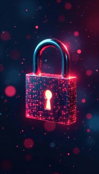 Closed padlock with flowing binary code Digital security illustration , safe, cyber security, system