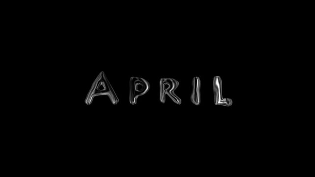 April written in ice on a black background.