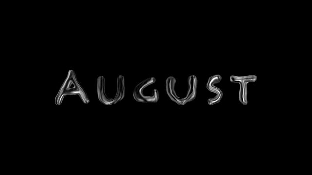 Silver August Text on Black Background.