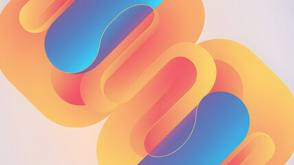 Abstract gradient shapes in vibrant orange, yellow, blue and coral hues