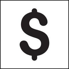 Fototapeta premium A stark black silhouette of a united states dollar sign against a plain white background silhouette high quality professional detailed modern