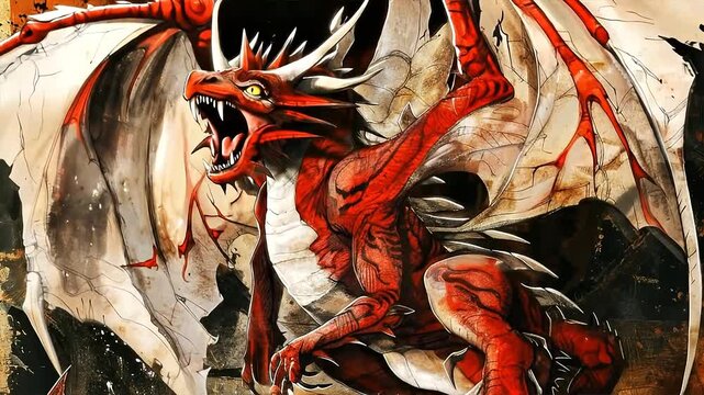 Red Dragon Fantasy Creature Artwork Mythical Beast.