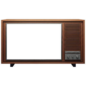 Wooden Vintage TV Frame for Photo Mockups Isolated on Transparent PNG Background.