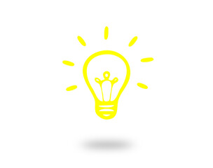 A creative hand holds a bright light bulb icon symbolizing a business idea concept and innovative technology through a vector illustration of electric power and inspiration