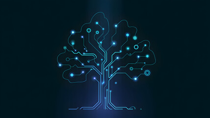Digital tree with circuit board design for technology or growth concept.