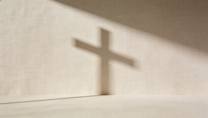 Soft Shadow of a Cross on Textured Wall for Good Friday Symbolism