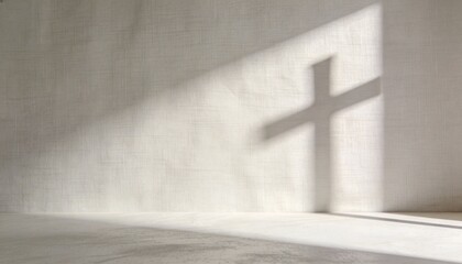 Soft Shadow of a Cross on Textured Wall for Good Friday Symbolism