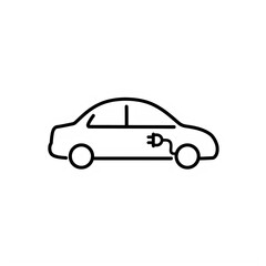 Fototapeta premium Electric car charging icon simple line drawing