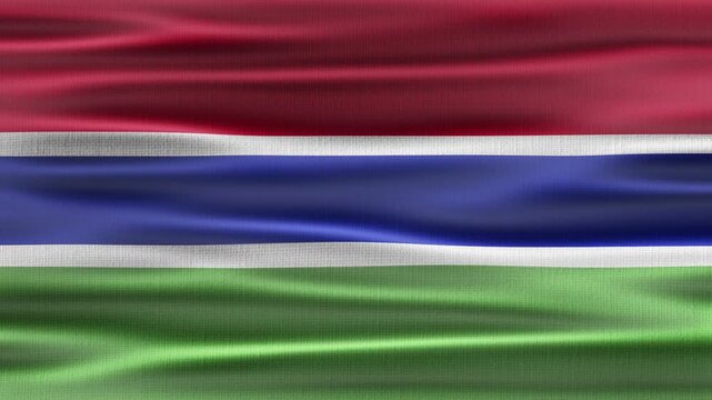 Gambia flag waving in the wind with high quality fabric texture