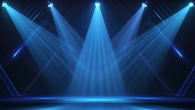 Blue Stage Lights Beam Show Performance Spotlight.