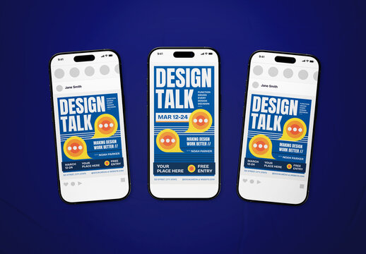 Blue Geometric Minimalist Design Talk Event Social Media