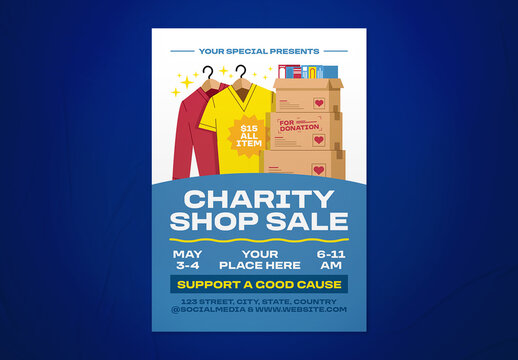 Colorful Illustrative Charity Shop Sale Event Flyer