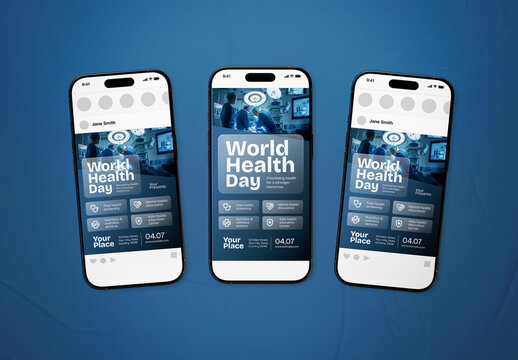 Dark Blue and White Gradient World Health Day Social Media
